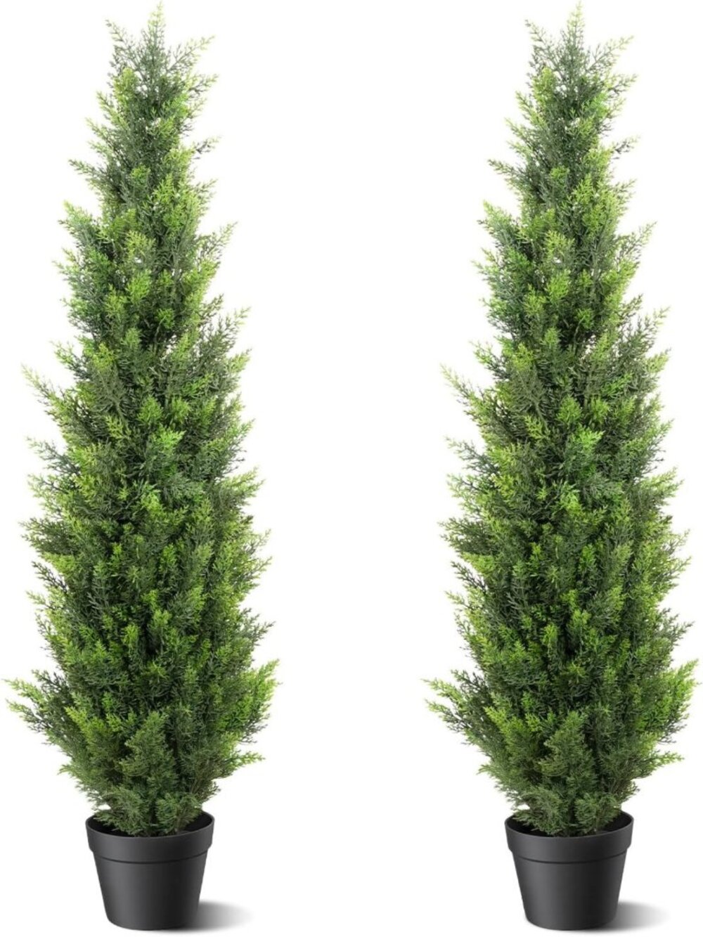 Set of 2 Tall 4FT Realistic Artificial Cedar Topiary Trees for Home & Office